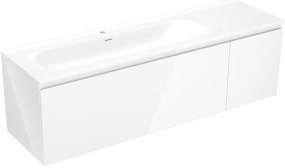 Mexen Orio, kúpeľňová skrinka 160 cm s umývadlom Vela vľavo, 1S, 1D, biela lesklá, 91A13-16047-3-BBFF00-W23L00