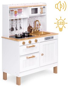 ECOTOYS Detská veľká drevená kuchynka so svetlom a zvukom