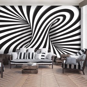 Fototapeta - Biele a čierne 3D krúženie (254x184 cm)