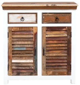 furniture-nabytek.cz - Masívna 2-dverová komoda Perth z recyklovaného tvrdého dreva, lakovaná, biela/barevná – 90×42×95 cm