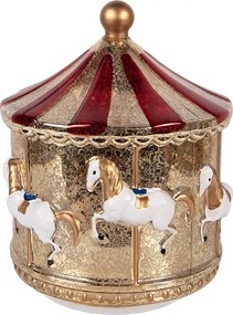 Zlatá svítící dekorácie Vianočný kolotoč LED - Ø 15*17 cm / 3*AA