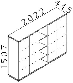 Vysoká skriňa Creator 202,2 x 44,5 x 150,7 cm, antracit / biela