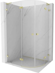 Mexen Lunar, L polkruhový výklopný sprchový kút 90 x 80 cm, 8mm číre sklo, zlatý matný profil, 833L-090L-080P-55-00