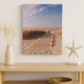Nexos 74518 Nástenná maľba piesočná cesta na pláž, 30 LED, 30 x 40 cm