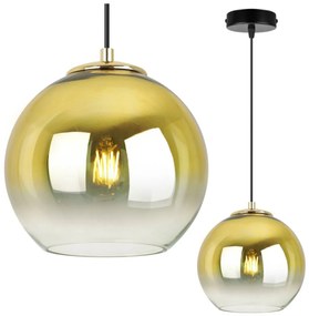 Závesné svietidlo Bergen Gold, 1x zlaté/transparentné sklenené tienidlo (fi 20cm)