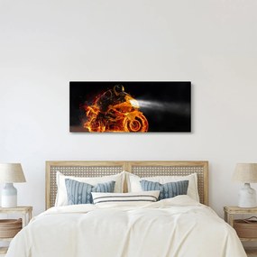 Obraz - Motorkár s plameňmi (120x50 cm)
