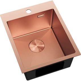 Mexen Solix, 1-komorový nerezový drez 400 x 500 mm, brúsená meď, vzor voština, 6406401000-65HC