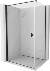 Mexen Mist-B, 1-krídlový výklopný sprchový kút 75 x 120 cm, číre sklo, čierny profil, 8A2T-075-120-70-00