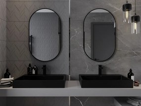 Mexen Loft oválne kúpeľňové zrkadlo 90 x 55 cm, čierny rám - 9851-090-055-000-70