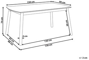 Jedálenský stôl 150 x 90 cm tmavé drevo ELBA Beliani