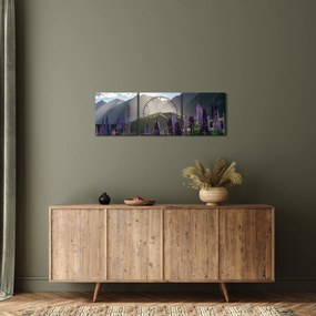 Obraz - Scenérie vlčích bôbov (s hodinami) (90x30 cm)