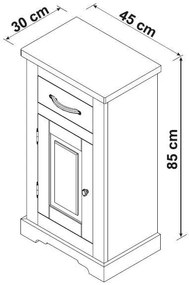 Kúpeľňová skrinka Romantic 810 1D biela borovica