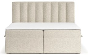 Béžová boxspring posteľ s úložným priestorom 140x200 cm Novento – Maison de Rêve