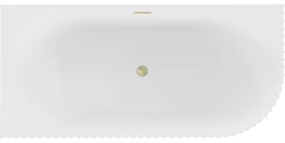 Mexen Gia, voľne stojaca rohová vaňa, drážkovaná, ľavá, 150 x 75 cm, biela matná, zlatý matný prepad, 52701507501L-55