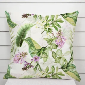 Biante Zamatová obliečka na vankúš Tamara TMR-035 Fialové zvončeky s listami na bielom 70 x 90 cm