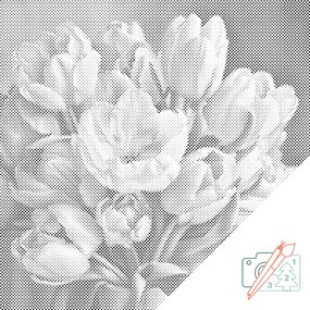 Gario Bodkovanie Romantická kytica tulipánov Rozmery: 80 x 80 cm, Rámovanie: S vnútorným rámom, Farba bodiek: Modrá