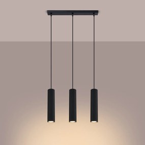 Závesné svietidlo Karbon, 3x čierne kovové tienidlo