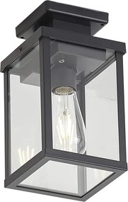 Moderné vonkajšie stropné svietidlo čierne s pohybovým senzorom IP44 - Rotterdam