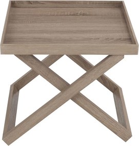 Hnedý drevený odkladací stolík s podnosom Butlertray - 52*52*46cm