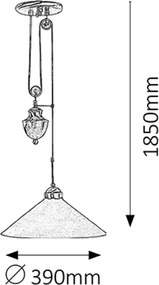 Rabalux Závesný luster s kladkou Marian 60W/E27/230V/IP20 - bronz