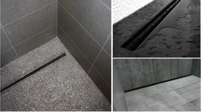 Rea Lineárny nerezový odtokový žľab NEO SLIM BLACK PRO 60 cm s 360° stupňovým sifónom, čierny, REA-G8900