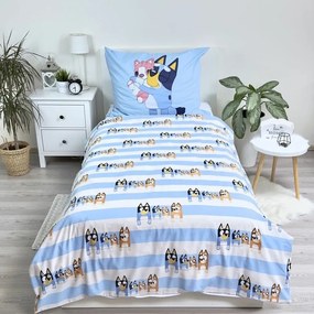 Jerry Fabrics Bavlnené obliečky Bluey, 140 x 200 cm, 70 x 90 cm