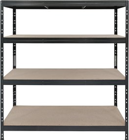 Kovové regály RIVET PRO 180x150x60 DTD drevotrieska 4 úrovne antracitová sivá