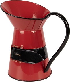 Červený kovový vianočný dekoračný džbánok santovo opasok - 19*12*18 cm