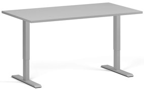 Výškovo nastaviteľný stôl, 140x80 cm, 1 motor, sivá podnož, sivá