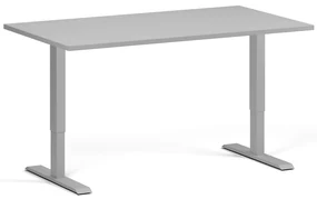 Výškovo nastaviteľný stôl, 140x80 cm, 1 motor, sivá podnož, sivá