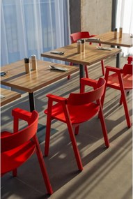 Červená jedálenská stolička s podrúčkami z dubového dreva Flip – Gazzda