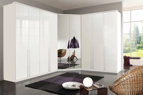 Šatníková skriňa New York D, 135 cm, biela / biely lesk