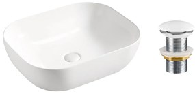 Sada keramického umyvadla na desku a výpusti Smile 50 cm bílé