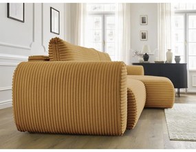 Menčestrová rozkladacia rohová pohovka v horčicovej farbe (pravý roh) Lucien – Bobochic Paris