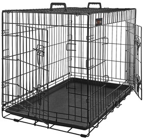 Klietka pre psa s 2 dverami, XL skladacia prepravka, čierna