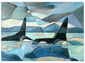Sklenený obraz - Kosatky (70x50 cm)
