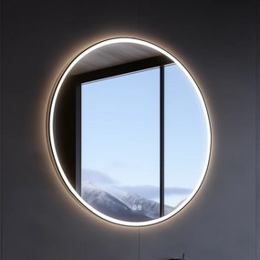 Nimco Čierne okrúhle LED zrkadlo priem. 600 s dvoma dotykovými senzormi - ZPC 28000RVX-90
