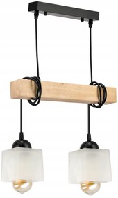 BERGE LED závesné stropné svietidlo, drevený trám, 2xE27, Luster Milk Cube