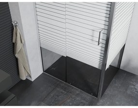 Mexen Apia, sprchový kút s posuvnými dverami 100 (dvere) x 70 (stena) cm, 6mm číre-pásy sklo, chrómový profil, 840-100-070-01-20