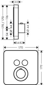 Axor ShowerSelect - Termostatická batéria pod omietku pre 2 spotrebiče, chróm 36707000