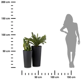 PLASTOVÝ KVETINÁČ URBANIKA ECO SADA 2KS 57X30 CM+46,6X25,5 CM ČIERNA