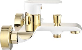 Rea Bloom, vaňová batéria s ručnou sprchovou sadou, biela-zlatá lesklá, REA-B9932