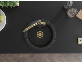 Mexen Diego, 1-komorový granitový drez 488x488x167 mm a drezová batéria Duo, čierna, 6512-77-671701-57-G