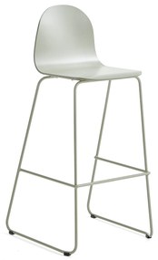 Barová stolička GANDER, s klzákmi, výška sedu 790 mm, lakovaná, zelenošedá