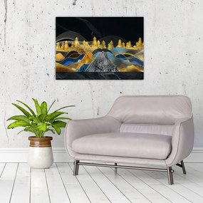 Sklenený obraz - Zlaté hory (70x50 cm)