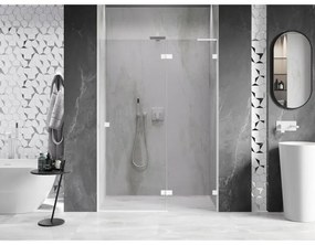 Mexen Lunar L, Otočné pravé sprchové dvere 130 cm, 8mm číre sklo, biely profil, 834L-130-000-20-00-P