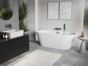 Mexen Oris, voľne stojaca ryhovaná vaňa 170 x 80 cm, biela lesklá, brúsený grafit prepad, 52871708000-66
