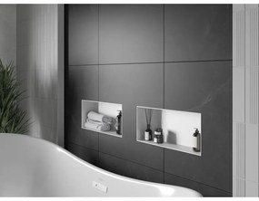 Mexen X-Wall-NR, polička na zapustenie pod obklad bez goliera 45 x 20 cm, biela, 1921452010