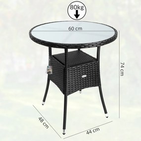 Záhradný stolík Bistra 60 cm polyratan čierny