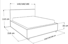 Moderná čalúnená posteľ GALAXY - Železný rám,180x200